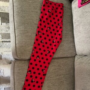 LuLaRoe Red Polka Dot Disney mouse ear Leggings
